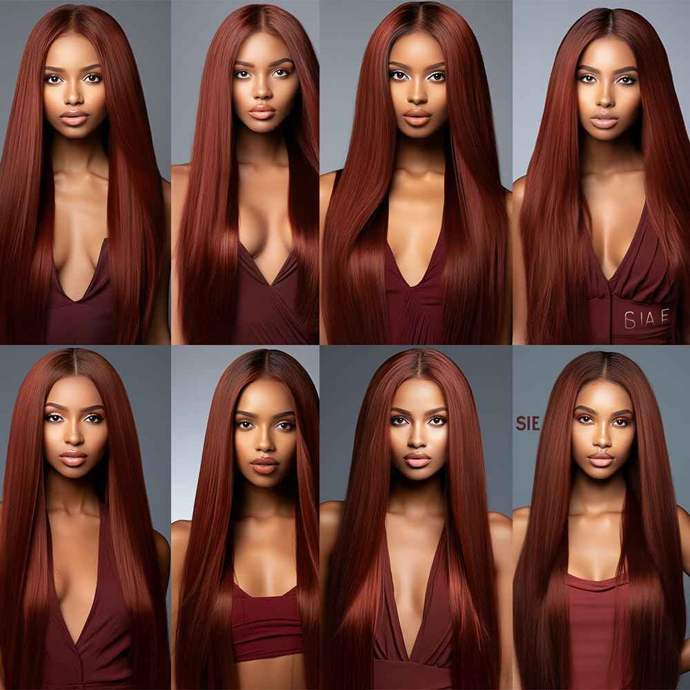 16 18 20 Inch Reddish Brown Straight Human Hair Bundles - Copper Red Color 33 Auburn Brazilian Virgin Hair Double Weft Soft and Silky
