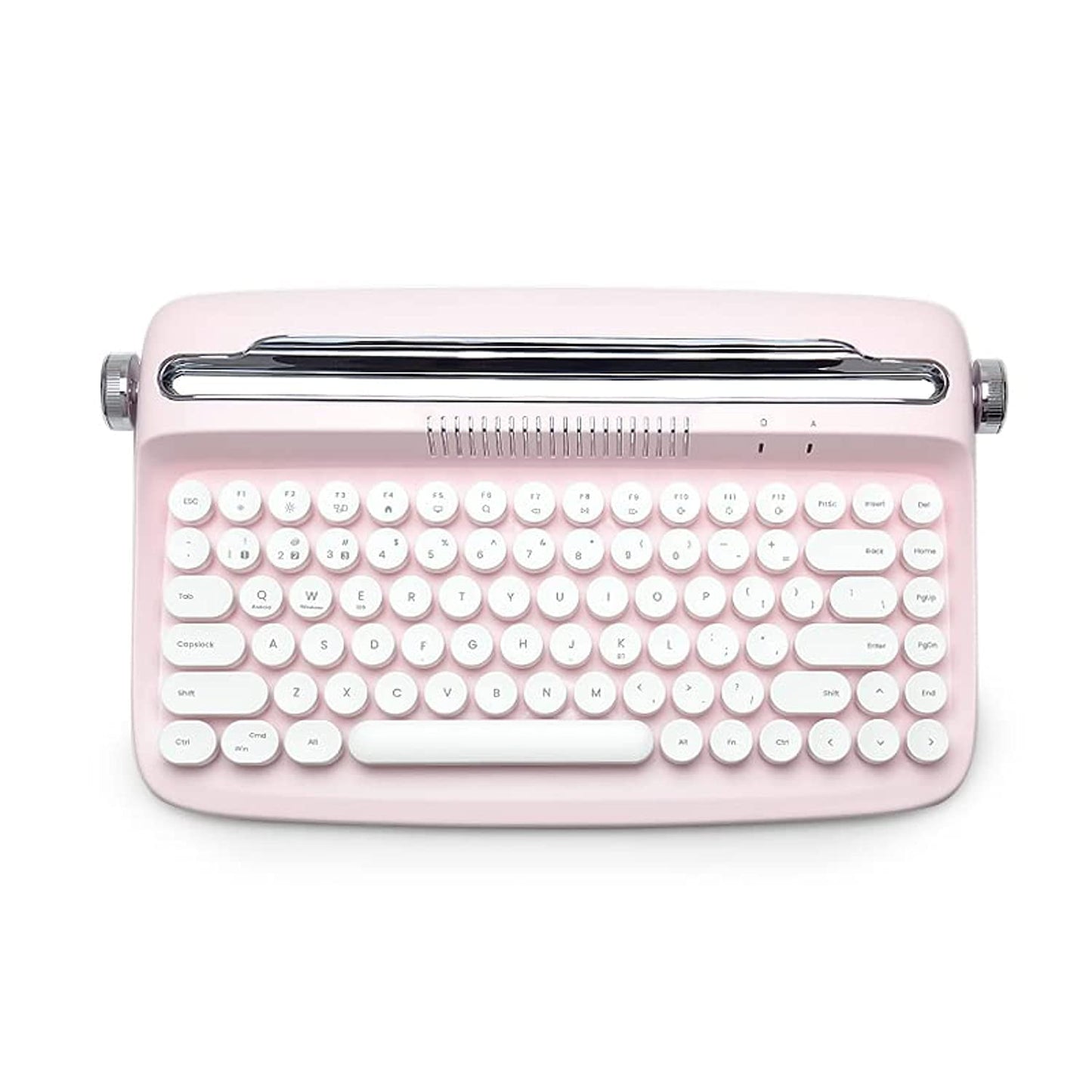 YUNZII ACTTO B303 Wireless Typewriter Keyboard, Bluetooth Connection, Cute Retro Aesthetic Design with Integrated Stand for Tablet, Phone, PC and Win/Mac/Android(B303, Baby Pink)