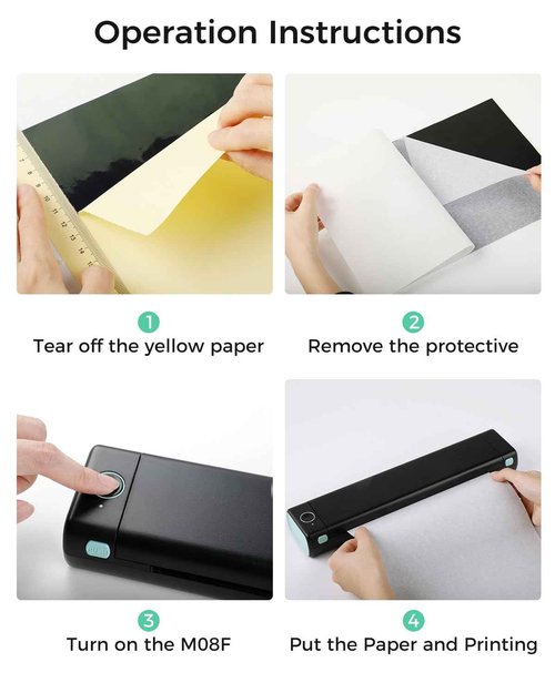 Phomemo M08F Wireless Tattoo Transfer Stencil Printer Green with 110pics of Tattoo Transfer Paper, Bluetooth Tattoo Printer Compatible with Android, iOS and PC