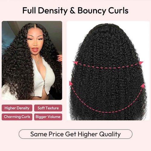 13x6 Lace Front Wigs Human Hair HD Lace Front Wigs Human Hair Pre Plucked Afro Kinky Curly Human Hair Wigs for Women 180% Density 4b/4c Glueless Wigs Human Hair for Women 16 inch