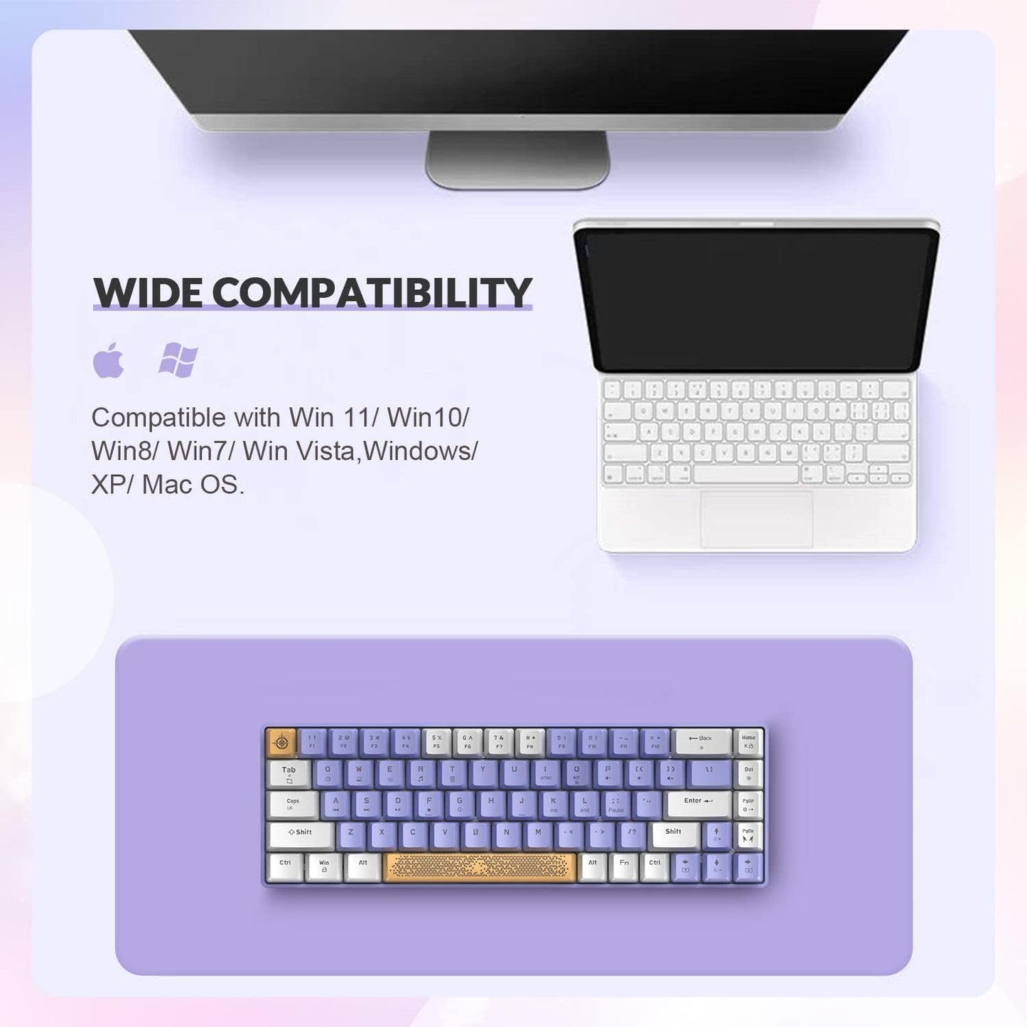 ZIYOU LANG RK-T8PR0 Wired 65% Mechanical Gaming Keyboard and Mouse Combo with RGB LED Backlit Anti-ghosting TKL Mini 68 Key Coiled C to A Cable Linear Red Switch for PS4 PS5 Xbox PC Mac Gamer(Gray)