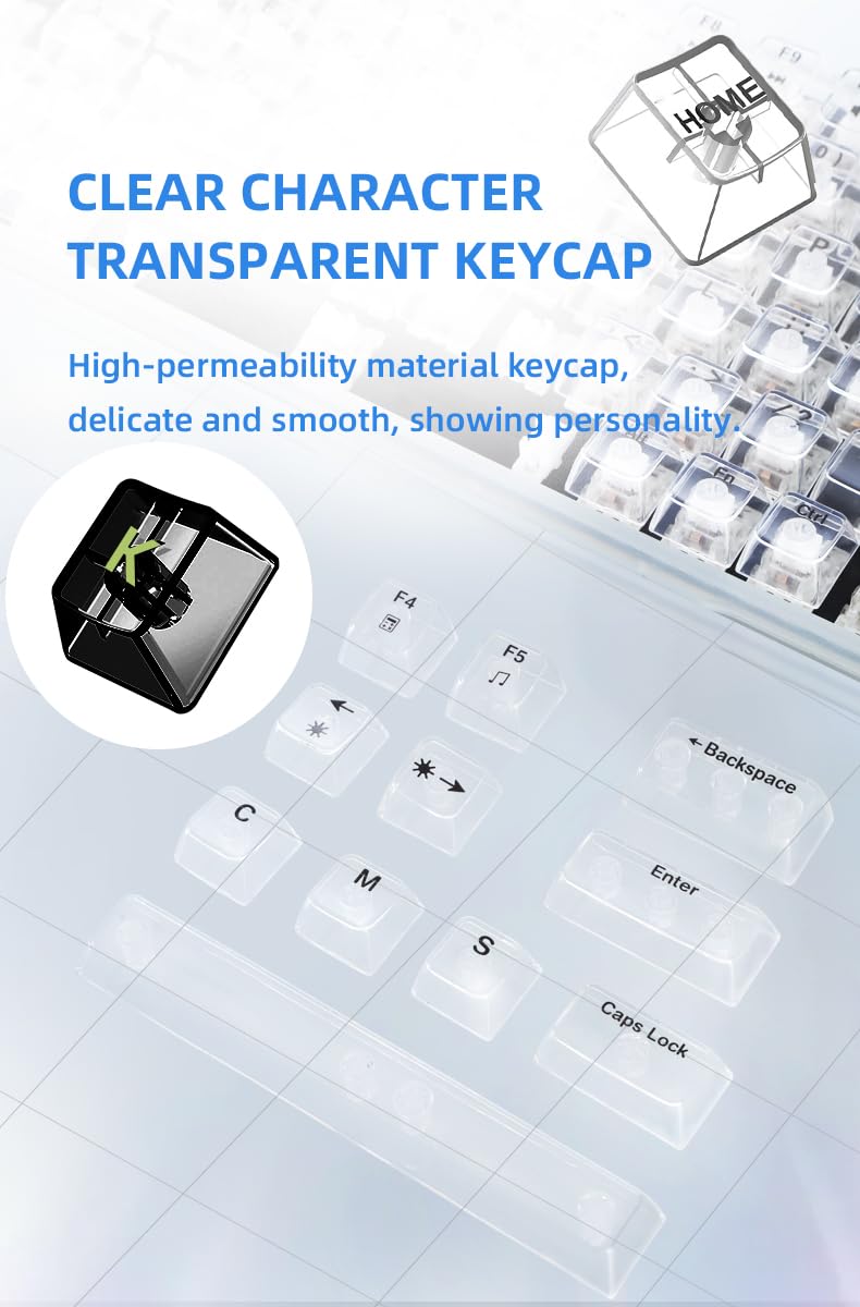 ZyphX Z-Zero 98-Key Mechanical Keyboard, Hot-Swappable RGB, Crystal Clear Housing, Ice Soul Linear Switches, TOP Mount (Crystal)