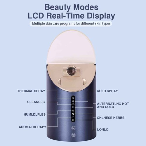 Facial Steamer DENFANY Nano Steamer Ionic Hot & Cool Mist Home SPA | 8 Steam Modes | Aromatherapy Basket | Digital LCD Screen | Extraction Set
