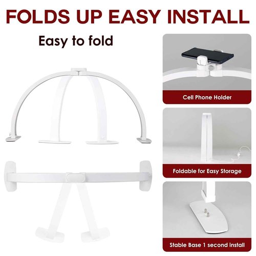 BORNBYME Nail Lamp for Desk, Foldable Desk Nail Lamp UV Light for Nail Manicure Eyelash Extension, 3 Light Settings Bright Fill-in Lamp,White (29 * 15 Inch)