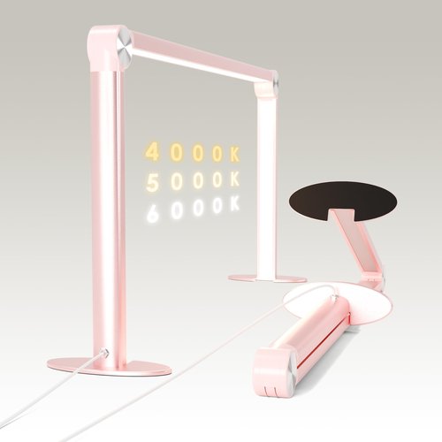 gelpal Nail Tech Lamp for Desk,30" 48W Professionals Led Light, Desk Lamp for Lash Eyelash Extension,Color Temperature 2700K-6000K, Full fold Makeup lamp,Salon&Home(Pink)