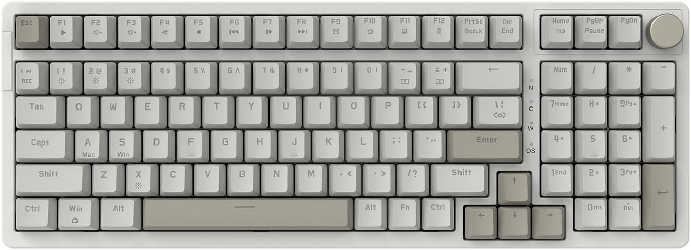 AK980 97Keys Tri-Mode Full Mechanical Keyboard, Gasket-Mounted, Hot-Swappable, 1.14” TFT Smart Display, Bluetooth 5.1/2.4G Wireless/Wired, PBT Keycaps RGB Backlit (Purple, Gift Linear Switch)