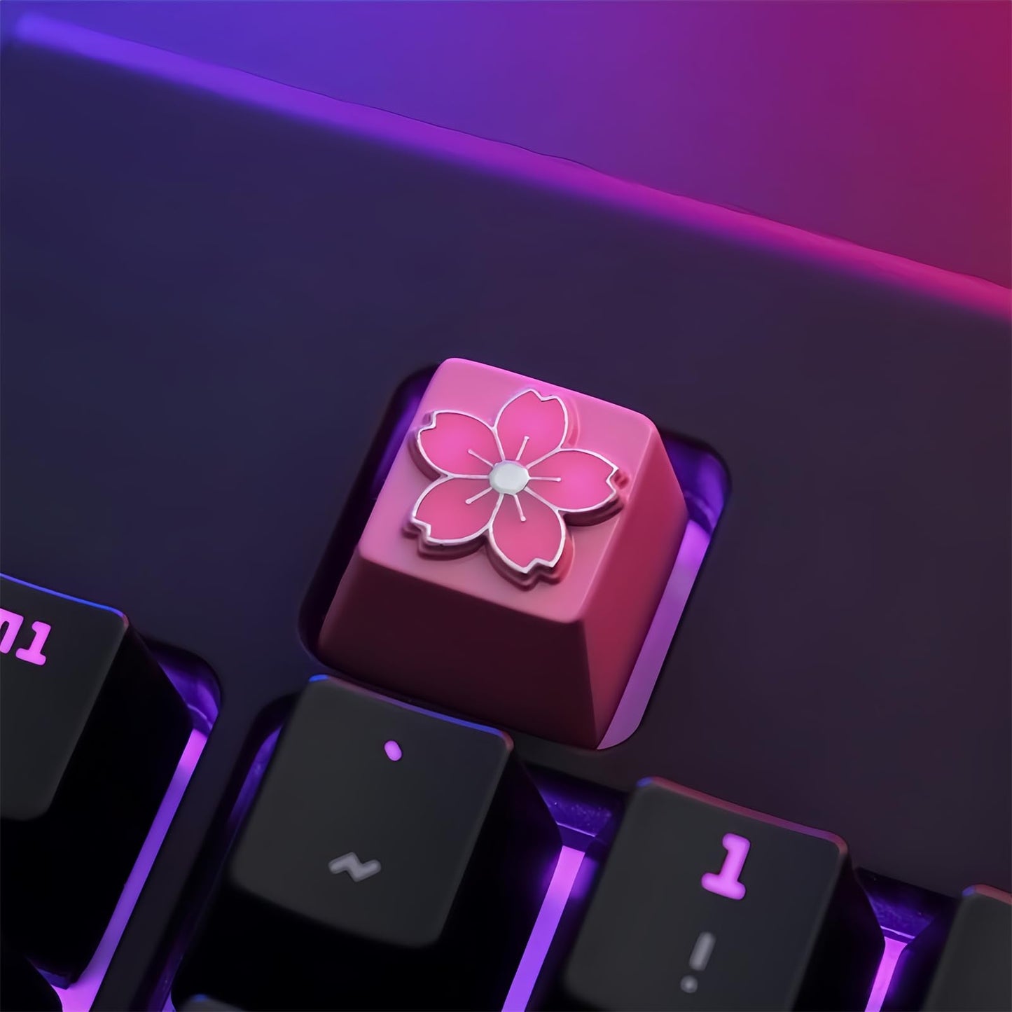ZMX Custom ESC Keycaps,Artisan Aluminum Alloy Metal Keycaps for RGB Gaming Keyboard Backlight Personalized Keycaps for Cherry MX Switch Mechanical Keyboard R4 Height DIY Keycaps (Pink Cherry Blossom)