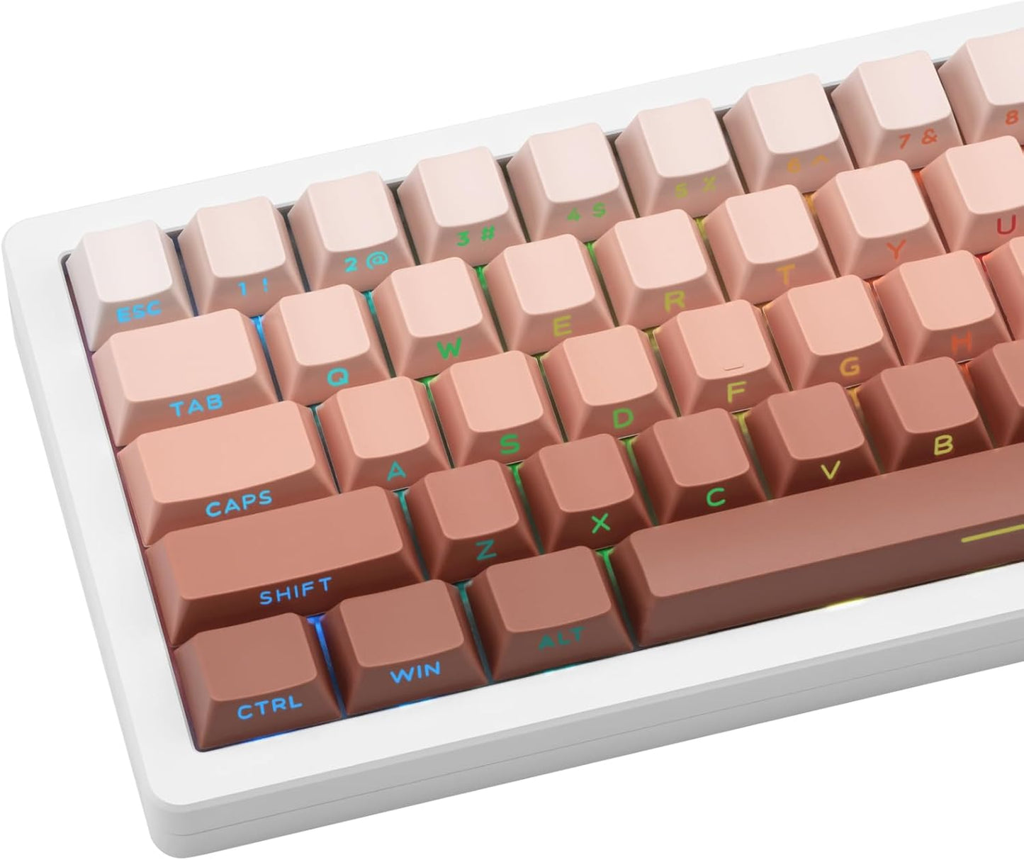 136 Keys Gradient Blue Keycaps, Side Print Shine Through Keycap, Custom Double Shot PBT Keycaps, Cherry Profile Keycap 60 Percent Cherry Mx for ANSI/ISO Layout Mechanical Keyboard