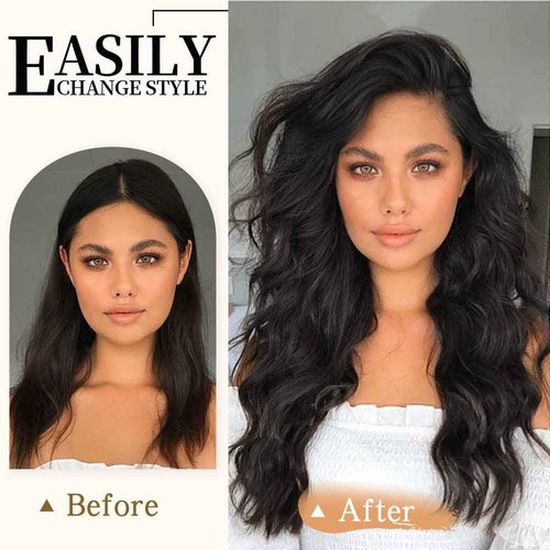 Amethyst Clip in Hair Extensions Real Human Hair for Black Women 120g 100% Unprocessed Brazilian Virgin Hair 20 Inch Natural Black Straight Remy Human Hair Extensions 8 Pcs Per Set with 18 Clips