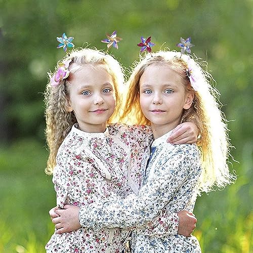 30PCS Sequin Pinwheel Hairpin for Teen Girls Hair Styling Accessories Barrettes Cute Windmill Assorted Alligator Hair Snap Clips with Wind Spinner