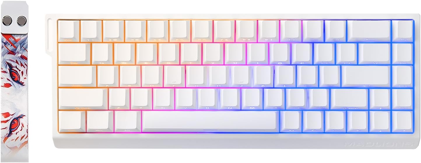 YUNZII x MADLIONS MAD68 HE Rapid Trigger Wired Magnetic Mechanical Gaming Keyboard 60% Hall Effect Switches Adjustable Actuation, PBT Keycaps RGB Hot-Swap,8K Hz Polling Rate(Black,Amber Pro Switch)