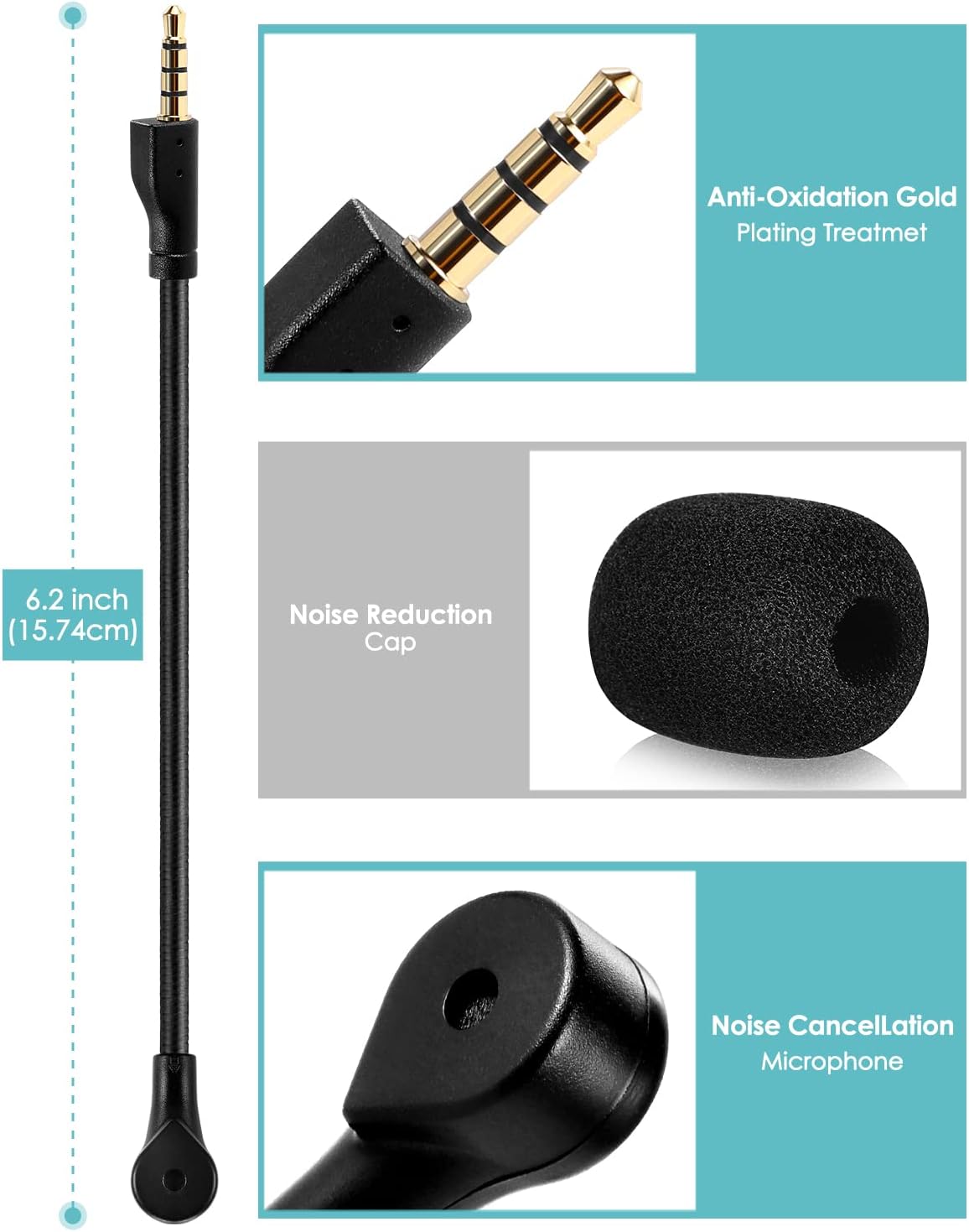 AKKE Mic Replacement Compatible with SteelSeries Arctis 1 3.5mm Jack Detachable Microphone Boom Noise Cancelling for Gaming Headsets