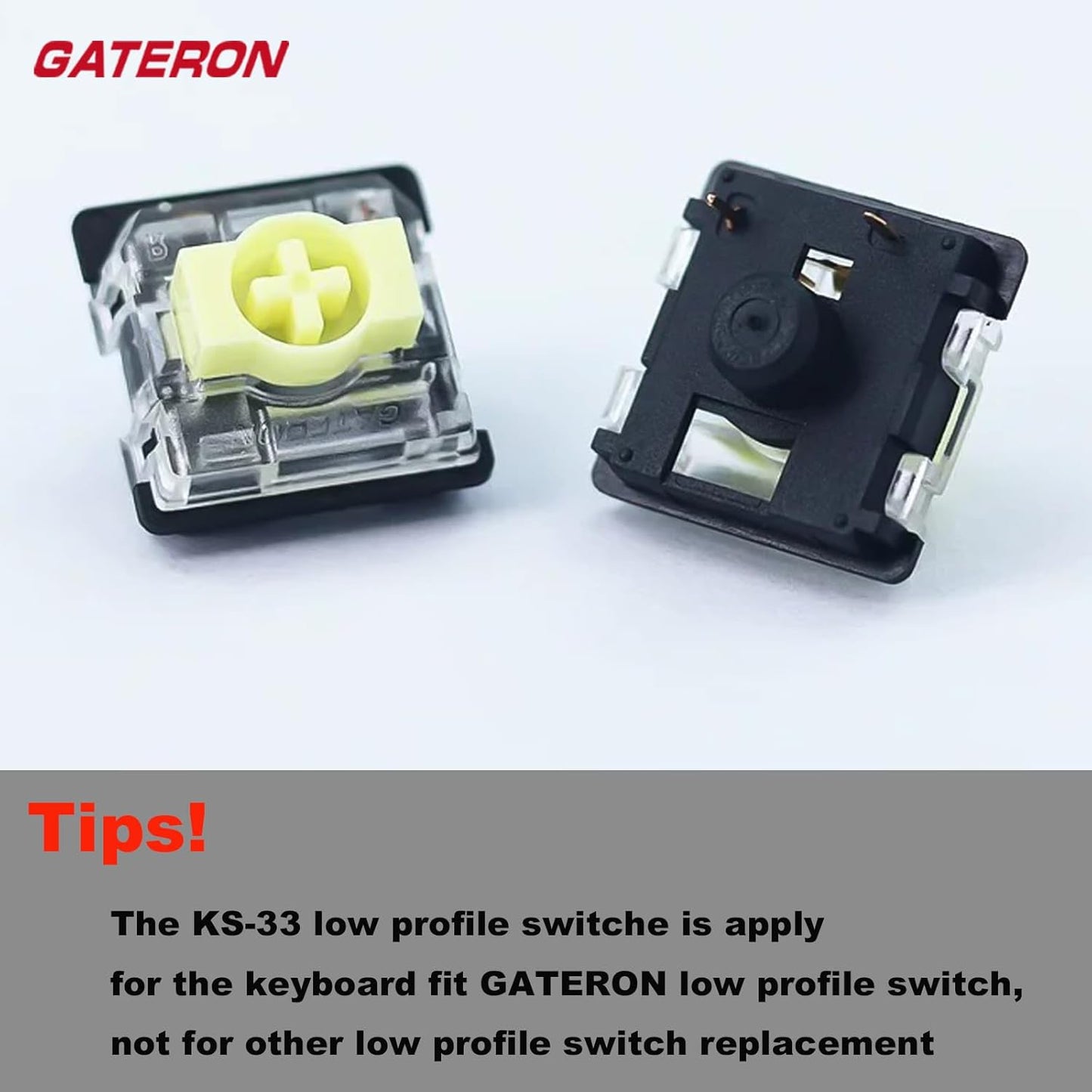 Zhouwang Gateron KS-33 Low Profile 2.0 Jade Tactile Keyboard Switches,Light Green 3-Pin 65gf RGB LED Factory Pre-lubed for MX Mechanical Keyboard(45Pcs)