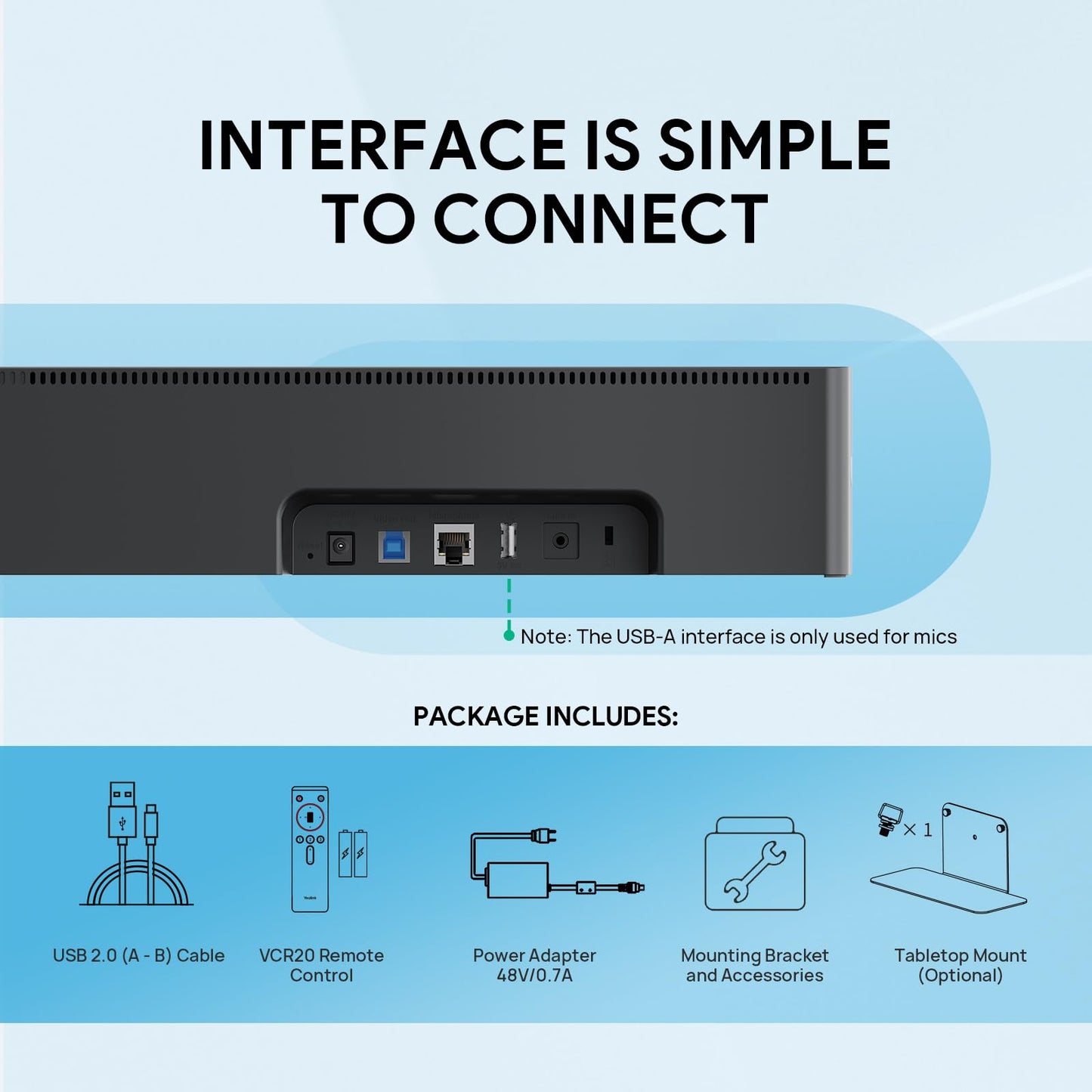 Yealink UVC40 E2 4K 30FPS USB Video Conference Camera, Teams Zoom Certified,120° Wide Angle Webcam with 8 Microphones and Speakers, Audio and Video Conferencing System for Small and Huddle Rooms USB-A