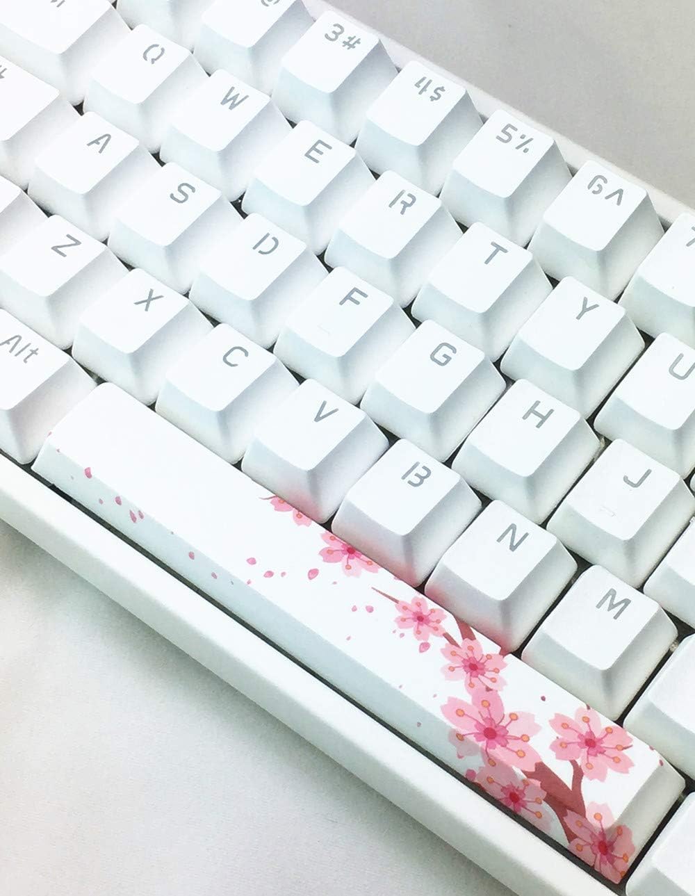 5-Side Dye-subbed PBT Spacebar Keycap Cherry Profile DIY Keycap 6.25U 6.25X for Gaming Mechanical Keyboard Pink Flowers