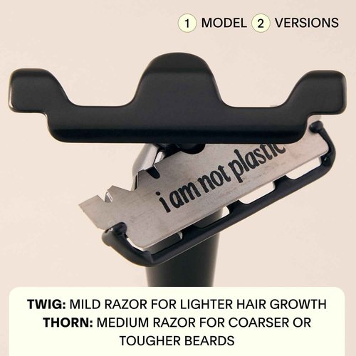 Leaf Shave | Leaf Twig Razor, All-Metal Single Blade Razor for Men & Women, Fixed Head with Magnetic Load Assist, Includes 5 Stainless Steel Blades - Face Shaving Lighter Hair Sensitive Skin - Black