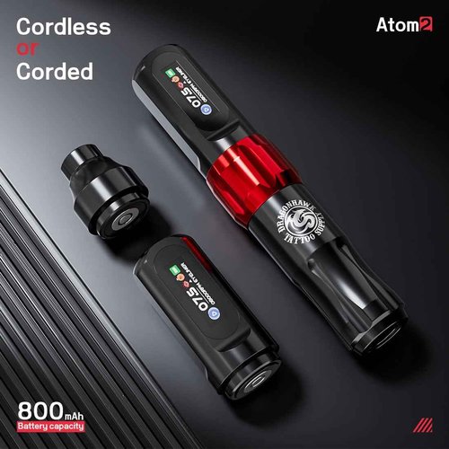 Dragonhawk Atom2 Tattoo Pen Machine Kit - Cordless & Corded Permanent Makeup Machine for Eyebrow Eyeliner Lip Liner - 2 Batteries, Lightweight 3.88oz, Professional & Beginner Friendly