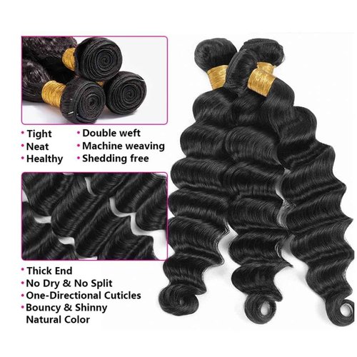 Taziza Loose Deep Wave Bundles with Closure(16 18 20+14 Inch,Free Part) Human Hair Pre Plucked with Baby Hair 12A Loose Wave Bundles and Closure Unprocessed Human Hair Deep Curly Closure with Bundles