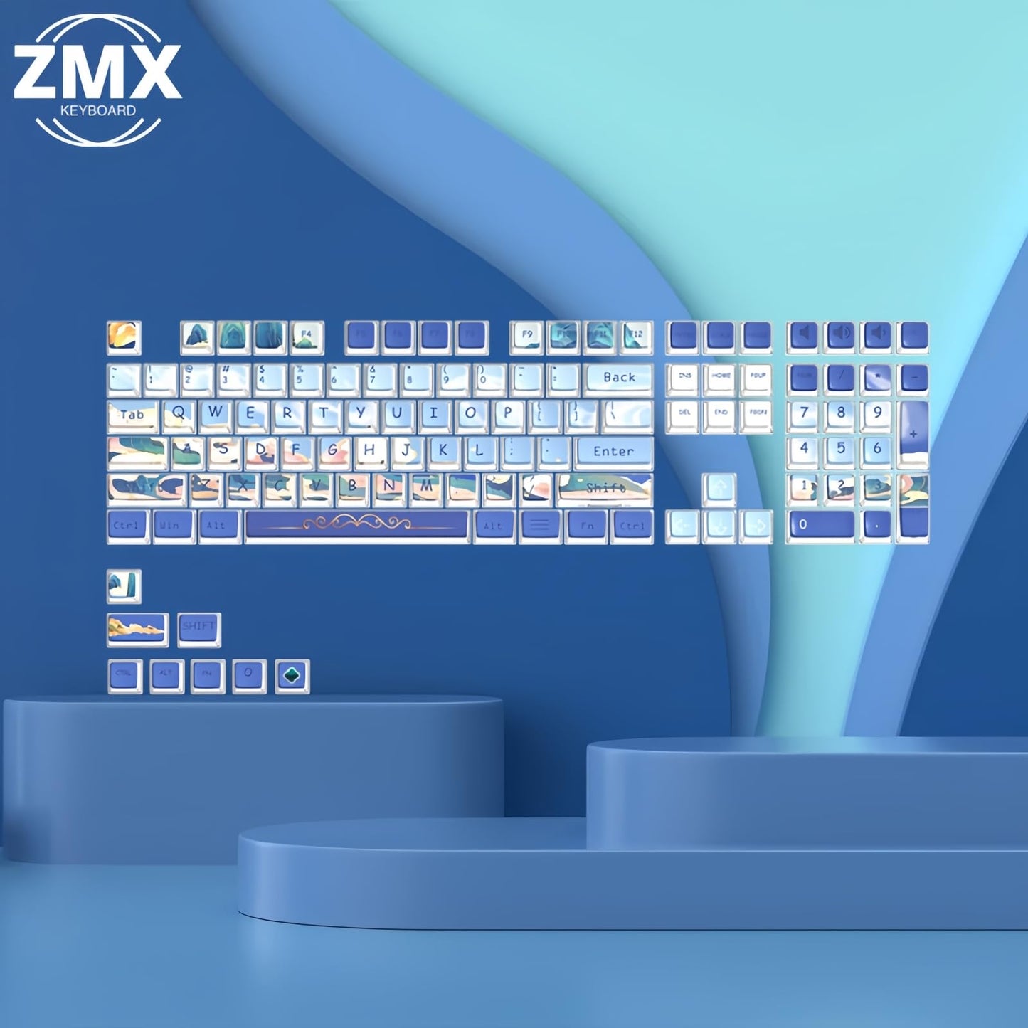 ZMX Pudding Keycaps Set,Double Shot PBT Dye-Sub Custom Keycaps ASA Profile 116 Keys Cute Themed Transparent Backlit Keycaps for ANSI 100% 60% TKL Cherry MX Switch Mechanical Gaming Keyboard (08)