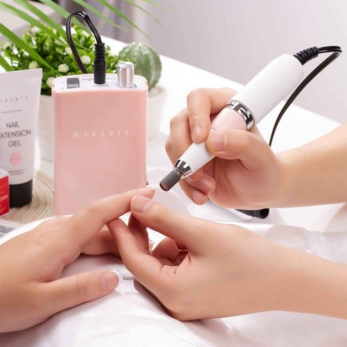 Makartt Rechargeable Nail Drill 30000RPM Portable Electric E File Malory Acrylic Nail Gel Polish Remover Bundle with Rubber Gel Base for Nails,Natural Nude Gel Base Coat,Summer Gel Nail Polish 8ML