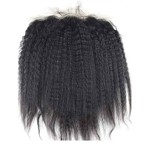 Dreambeauty 13×6" Transparent Full Lace Frontal Closure Kinky Straight Ear to Ear Free Part Unprocessed Brazilian Virgin Human Hair Extensions With Baby Hair Bleached Knots Natural Color (20 Inch)