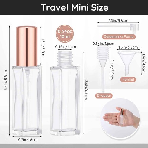 Segbeauty 60pcs 0.34oz Glass Perfume Bottles Empty, Travel Perfume Bottle Refillable, 10ml Mini Glass Spray Bottles, Bulk Fine Mist Small Cologne Sprayer, Fragrance Atomizer with Dispensing Tool