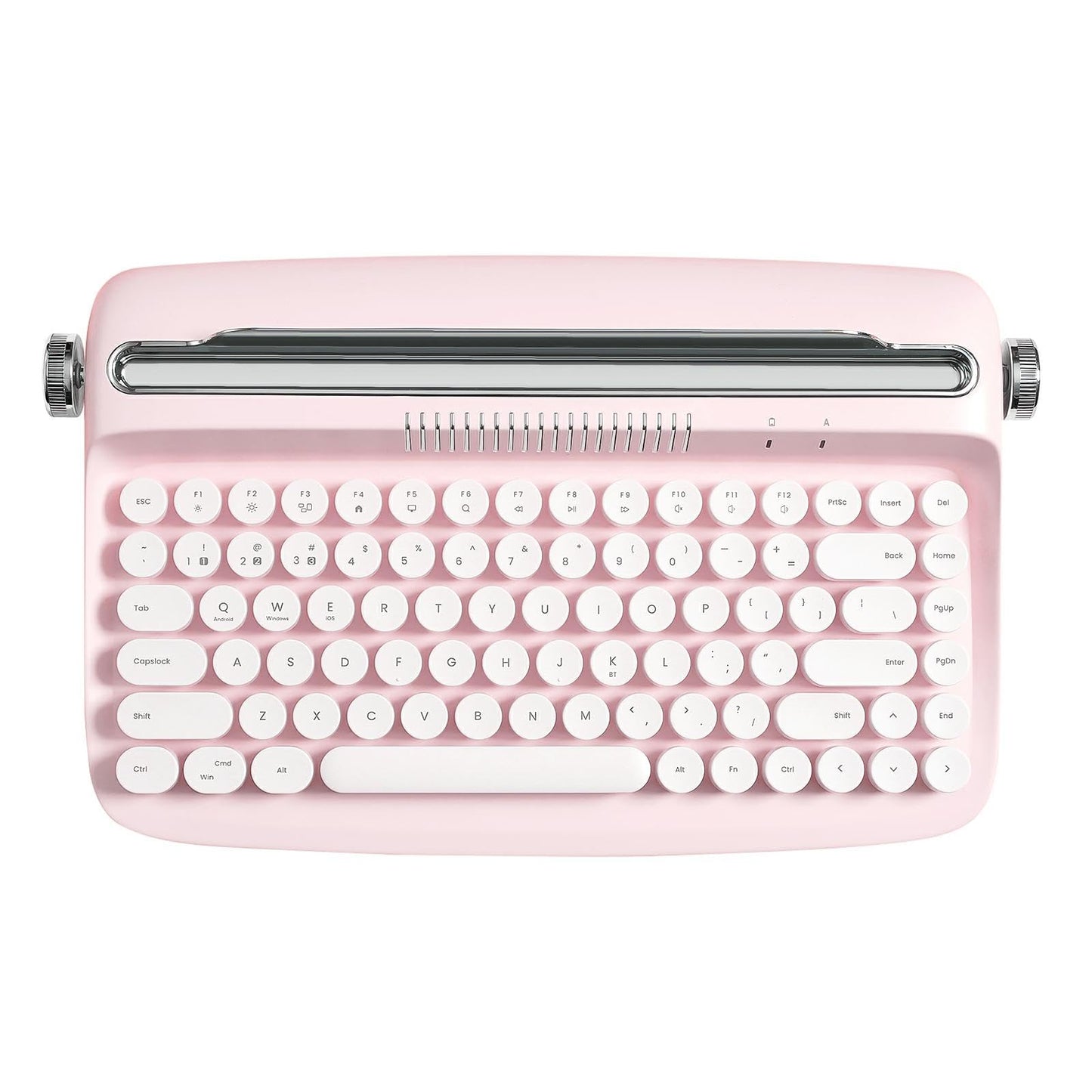 YUNZII ACTTO B303 Wireless Typewriter Keyboard, Bluetooth Connection, Cute Retro Aesthetic Design with Integrated Stand for Tablet, Phone, PC and Win/Mac/Android(B303, Baby Pink)
