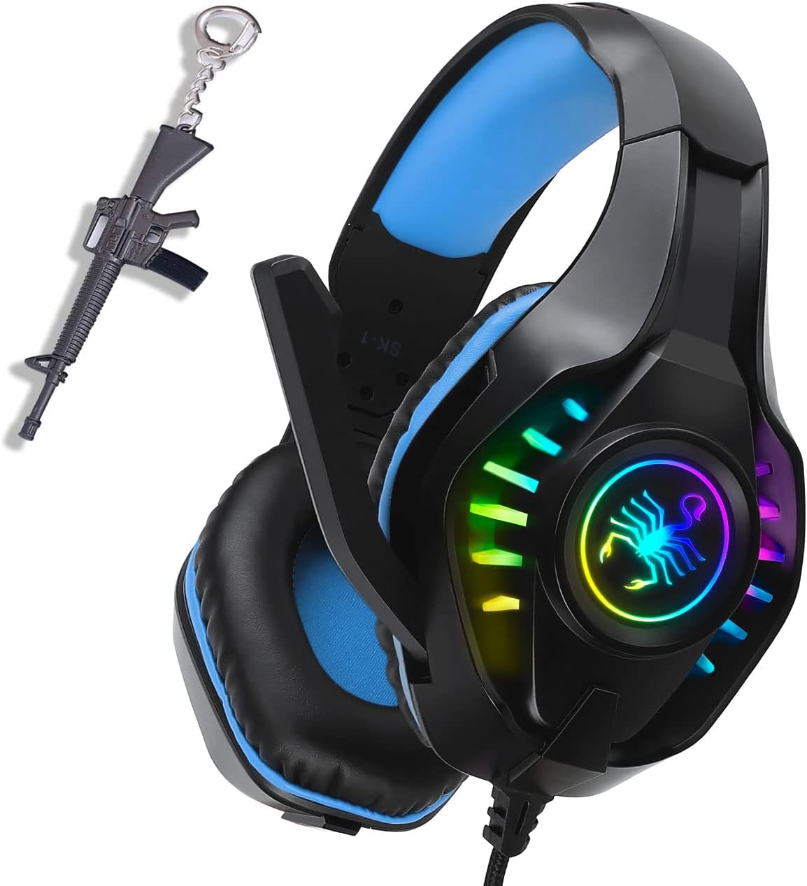 YOUXU Gaming Headset for New Xbox One PS4 PC Laptop Tablet with Mic, Over Ear Headphones, Noise Canceling, Stereo Bass Surround for Kids Mac Smartphones Cellphone … (Blue)
