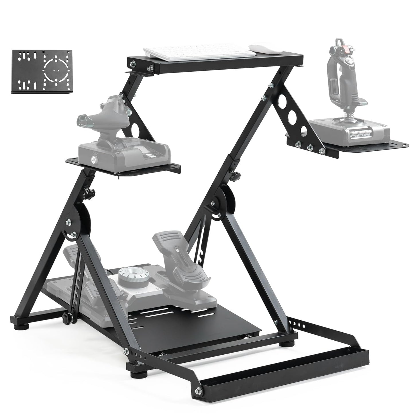 Anman Foldable Flight Simulation Cockpit 3.0 with Fixed Slot Fit for Logitech/Thrustmaster/Hotas Warthog/Fanatec,Electronics Adjustable Fight Sim Mount Pedals, Steering Wheel Not Included
