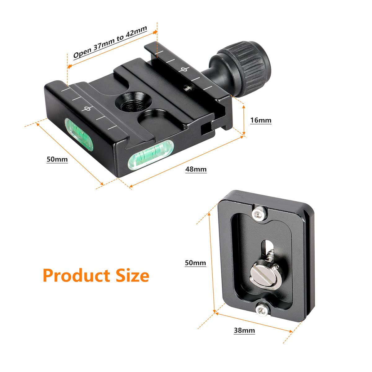 50mm Quick Release Plate Clamp Adapter Compatible with Arca Swiss for DSLR Camera Tripod Ball Head Monopod Stabilizer