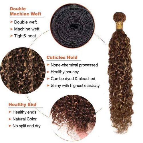 Habiliana Bundles Human Hair 24 26 28 Inch Water Wave P4/30 Human Hair Bundles 11A Unprocessed Brazilian Virgin Quick Weave Hair Extensions for Black Women