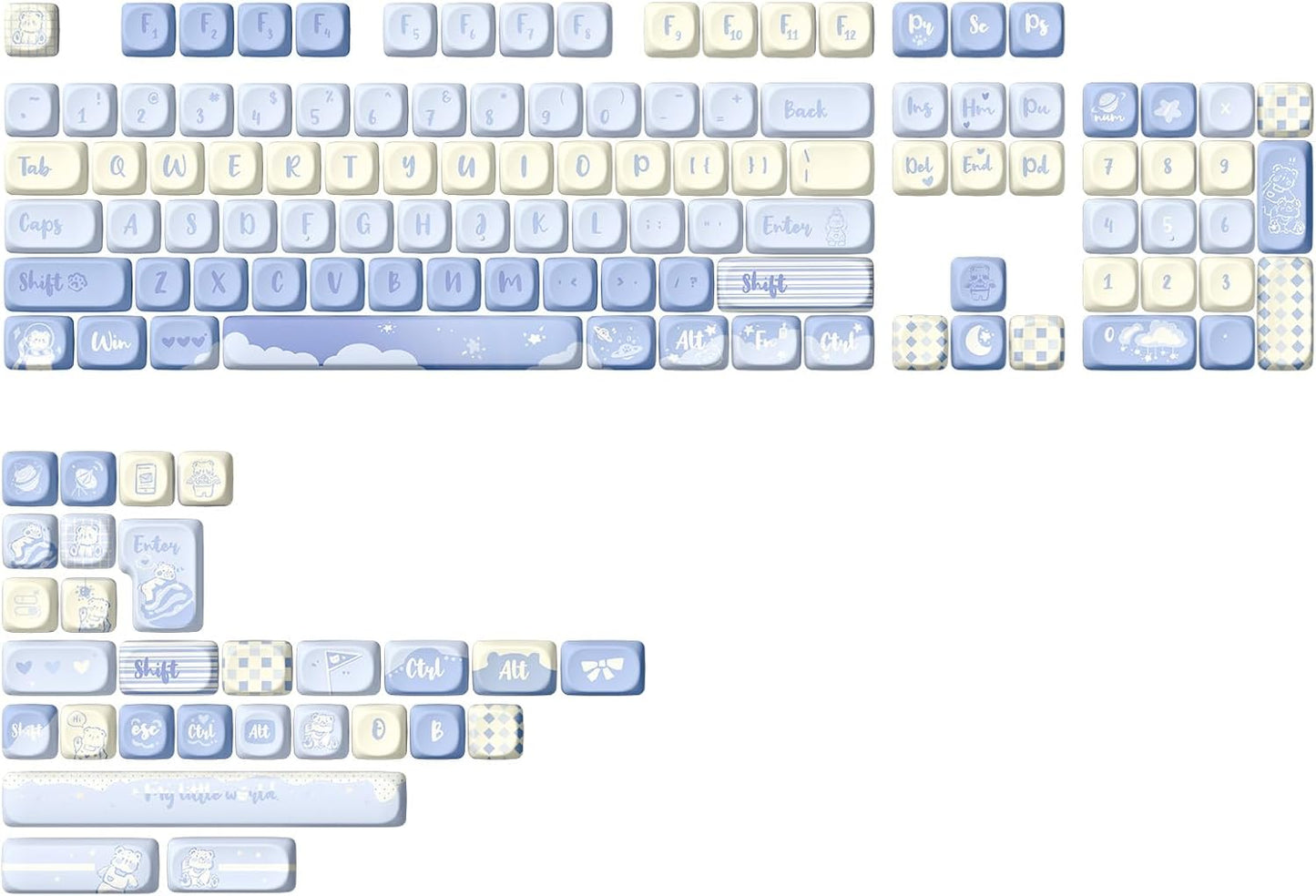 YUNZII AL66 Wireless Mechanical Keyboard(Milk Switch, Blue), 136 Keys MOA Keycaps(Blue)