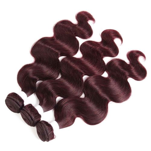REMY HAIR Body Wave Bundles 99j Burgundy Human Hair Bundles Red Bundles 8A Grade Unprocessed Brazilian Virgin Hair Human Hair Bundles 12 14 16 Inch 3 Bundles Hair Extension For Black Women