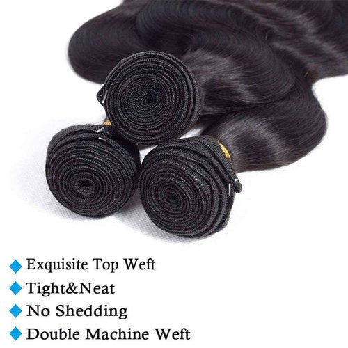 Cirvty 12A Human Hair Bundles 22 22 22 Inch Body Wave Bundles Human Hair Weave 3 Bundles Human Hair Weft Unprocessed Human Hair Bundles 100% Brazilian Human Hair Bundle Natural Black