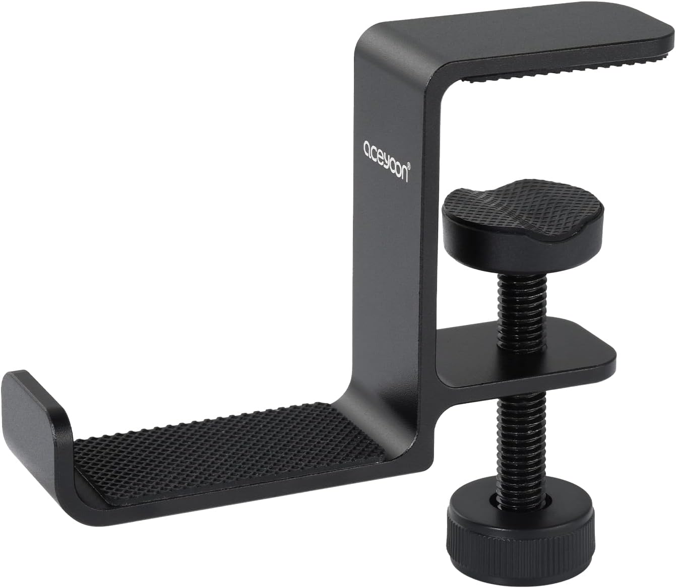 aceyoon Under Desk Headphone Hanger, Aluminum Headphone Stand,Headset Holder Space-Saving for Bag/Backpack/Gaming Headphone, Black
