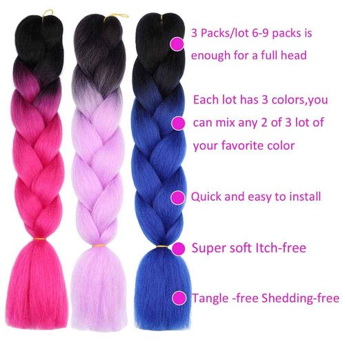 Rainbow Braiding Hair Pre Stretched Top Silky Braid Hair Extensions Kanekalon Synthetic Hair For Braiding
