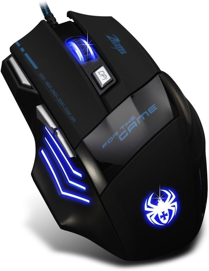 zelotes 7200 DPI 7 Buttons Professional LED Optical USB Wired Gaming Mouse Mice for Gamer