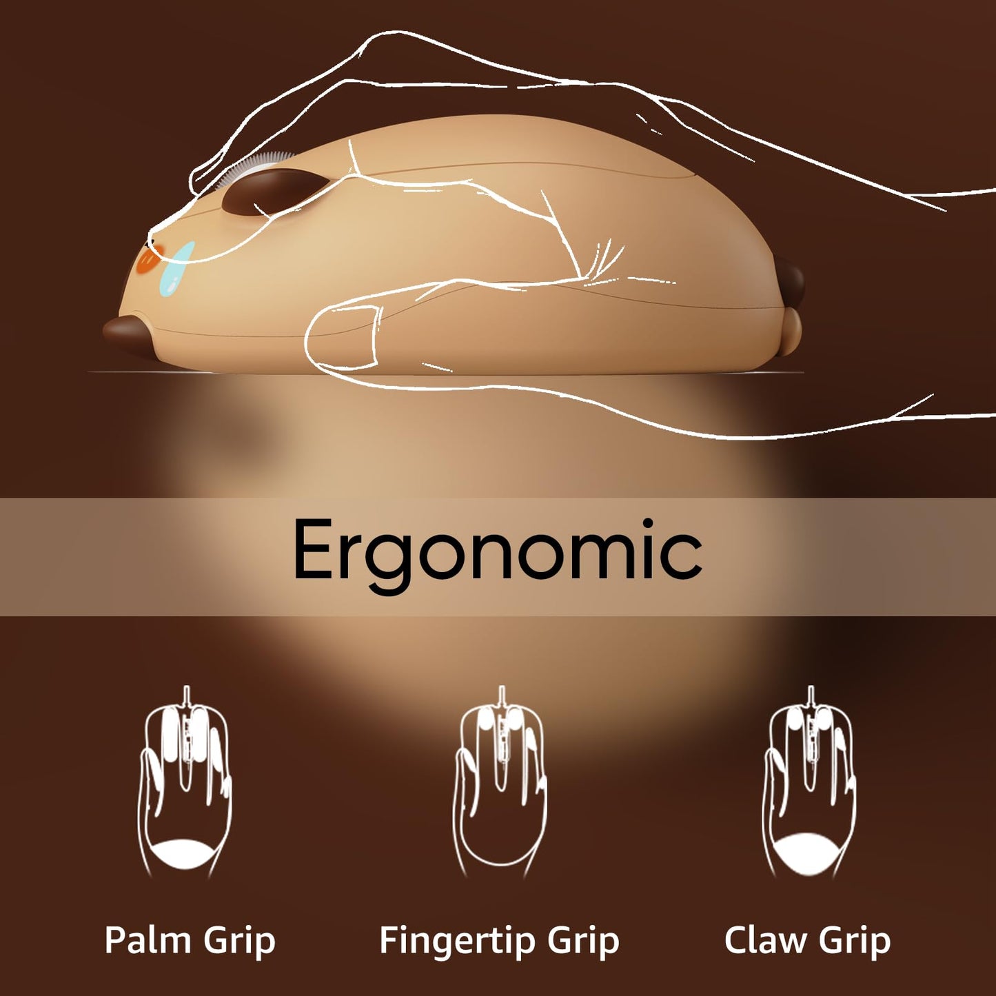 Akko Wireless Gaming Mouse Capybara, 2.4G GHz with a USB Receiver, Cute Optical Cordless Cartoon Mice for Computer/Laptop/Desktop/PC, Compatible with Mac/Win