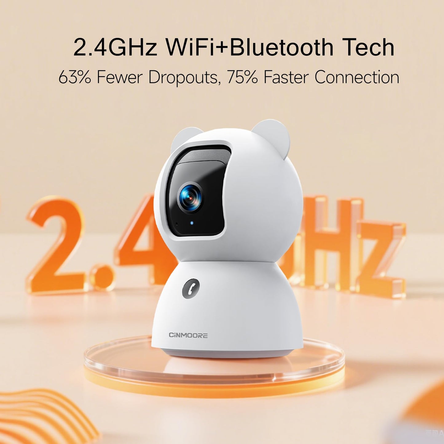 2.5K Security Camera Indoor, Non-Subscription AI Person/Pet/Cry Detection, 4MP Pet/Dog/Cat Camera w/Phone App, Pan Tilt 2.4GHz WiFi Cameras for Home Security, IR Night Vision, Full Duplex 2-Way Audio
