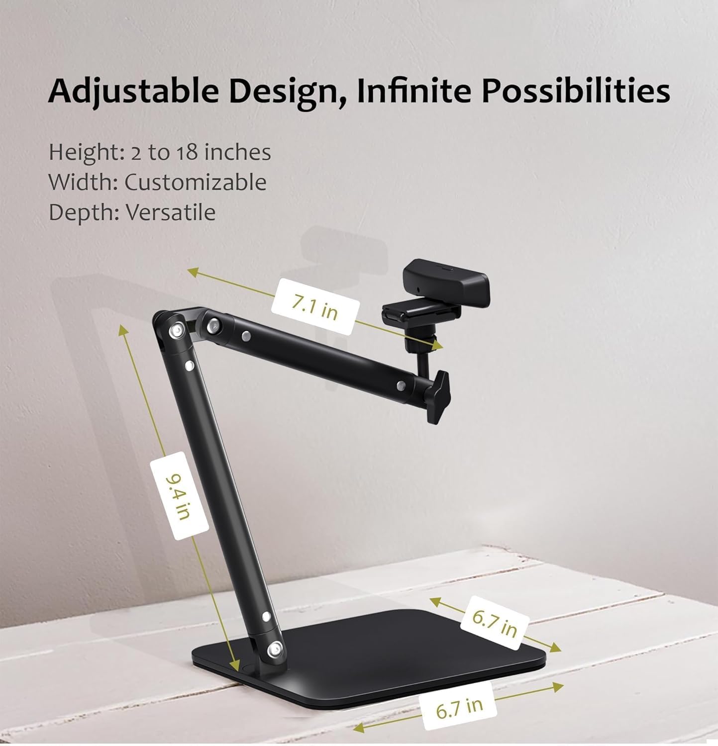 Advenza Webcam Camera Stand, Phone Mount, Sturdy Desk Mount for Webcam C922 C930e C920S C920 C615 C960 C920x BRIO 4K, Phone Mount, Right Light with 1/4" Thread