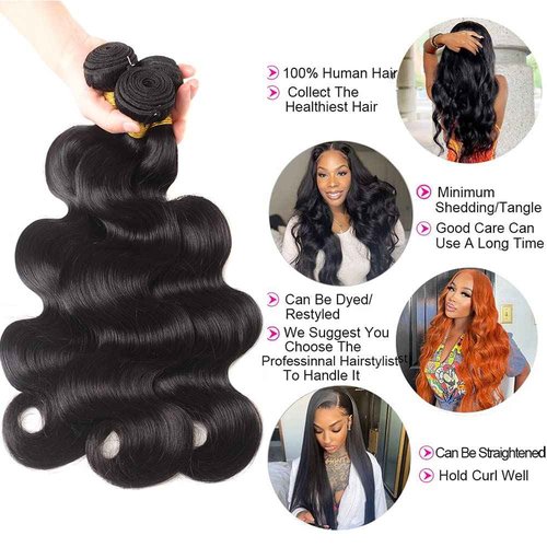12A Brazilian Body Wave Human Hair 3 Bundles 18 20 22 Inch 100% Unprocessed Brazilian Virgin Human Hair Weave Bundles Body Wave Hair Extensions Natural Color
