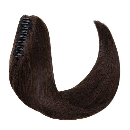 MY-LADY Ponytail Extension Human Hair Claw Clip in Ponytail Hair Extension Straight Pony Tail Hair Extensions Real Human Hair for Women Dark Brown 20 Inch 120g