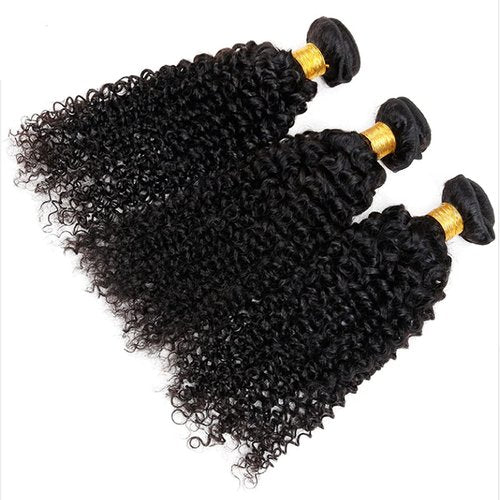 Wahairse Human Hair Bundles 26 28 30 Inch 1B Jerry Curly Natural Color Human Hair Unprocessed Brazilian Virgin 3 Bundles Quick Weave Human Hair Extensions(1B# Jerry Curly,26 28 30)