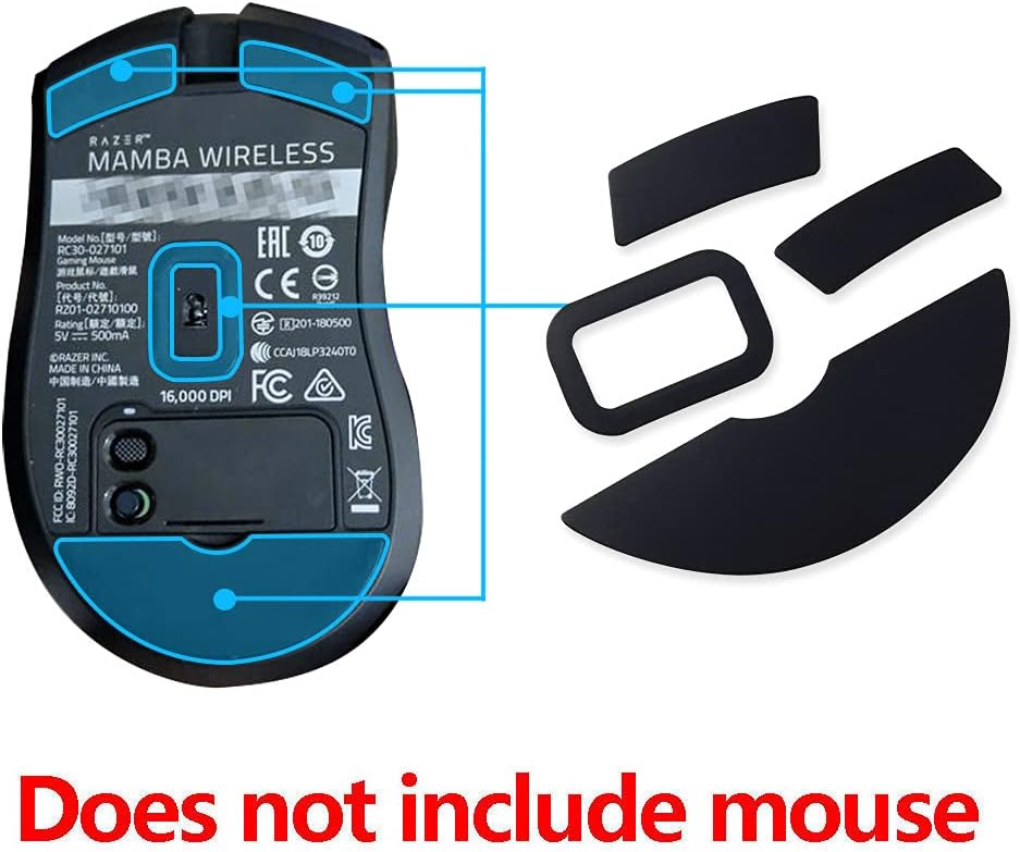 2Sets Rounded Edges Curved Mouse Feet Pads Skates Compatible for Razer Mamba Wireless RC30-027101 Gaming Mouse (for Mamba Wireless Mouse feet)