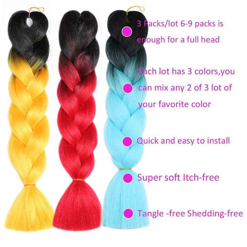 Rainbow Braiding Hair Pre Stretched Ombre Synthetic Crochet Braids Kanekalon Synthetic Hair For Braiding