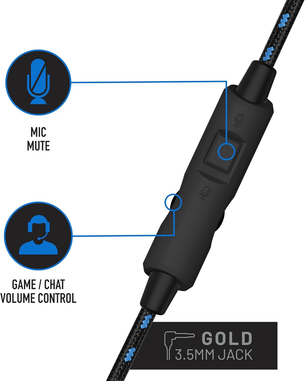4Gamers C6-100 Black & Blue Over Ear Gaming Headset Compatible with PS4/PS5, Xbox, Switch, PC with Flexible Mic, 3.5mm Jack, 1.5m Cable, Lightweight, Comfortable and Durable