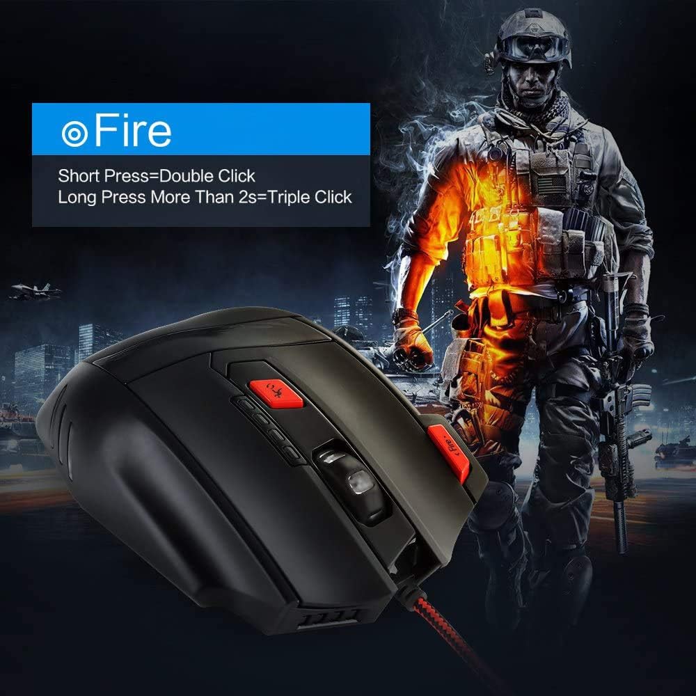 Zelotes Wired Gaming Mouse, 9200DPI, 8 Programmable Buttons, USB Optical Ergonomic Mouse, Corded Computer Mouse, Mouse Gaming for PC, Mac, Black