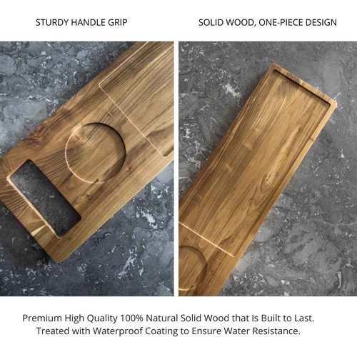 Zeek Bathtub Caddy Tray Solid Natural Wood Bath Board Charcuterie Serving Platter Housewarming Gift