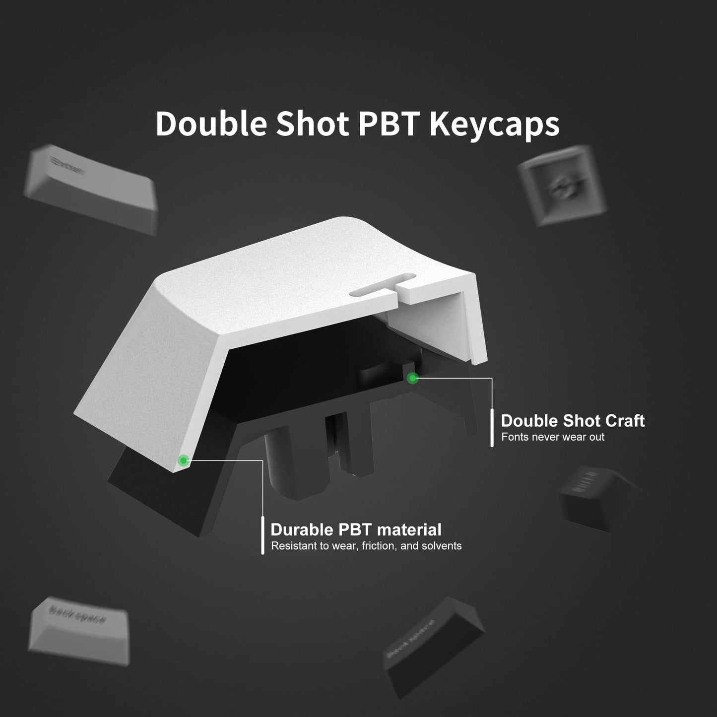 XVX Bow Keycaps - 168 Keys, Minimalist Style Black on White, Double Shot PBT Custom Keycaps, Cherry Profile for Cherry Gateron MX Switches
