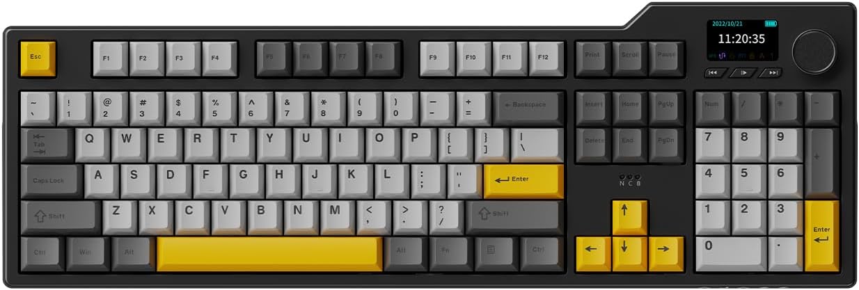 AJAZZ AK35I V3 104-Key Full Size Wired Gasket Mount Gaming Keyboard with Multimedia Buttons & Knob Control | Five Layer Pad | OEM Profile PBT Keycaps | Blue Backlit Custom Keyboard